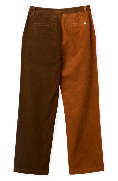 Brixton Victory Colorblock Corduroy Wide Leg Pants In Brown