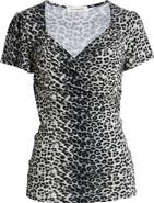 Loveappella Leaopard Print Faux Wrap Top