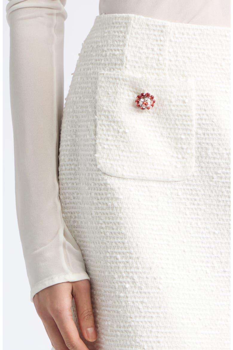 Jewel Button A-Line Rachel Tweed Skirt, Alternate, color, W0001 BIANCO NATURALE