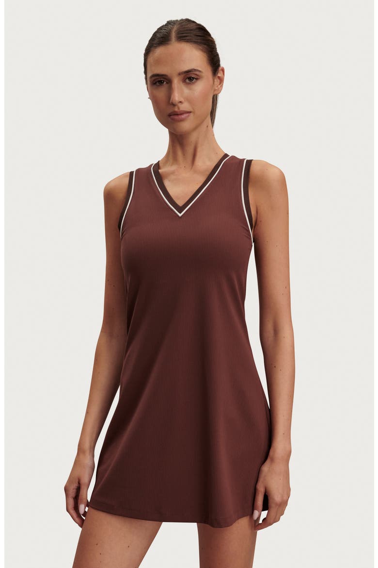Kalani V-Neck Minidress, Alternate, color, BROWN STONE
