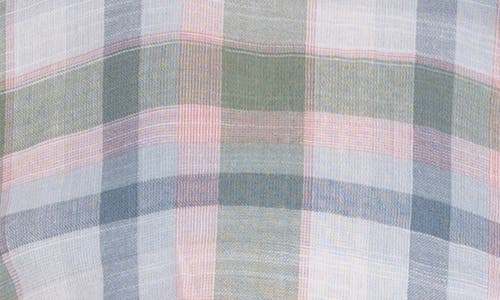 Kut From The Kloth Vega Plaid Bubble Hem Cotton Button-up Shirt In Pink/green