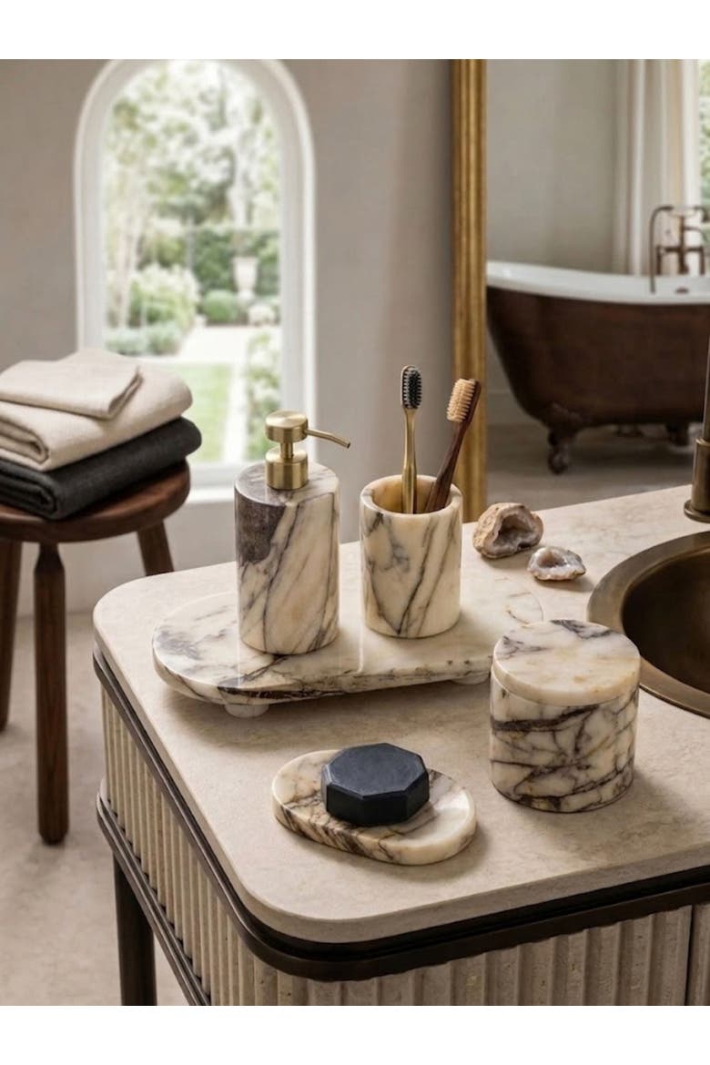 Tangier Marble Bath Set, Alternate, color, Ivory