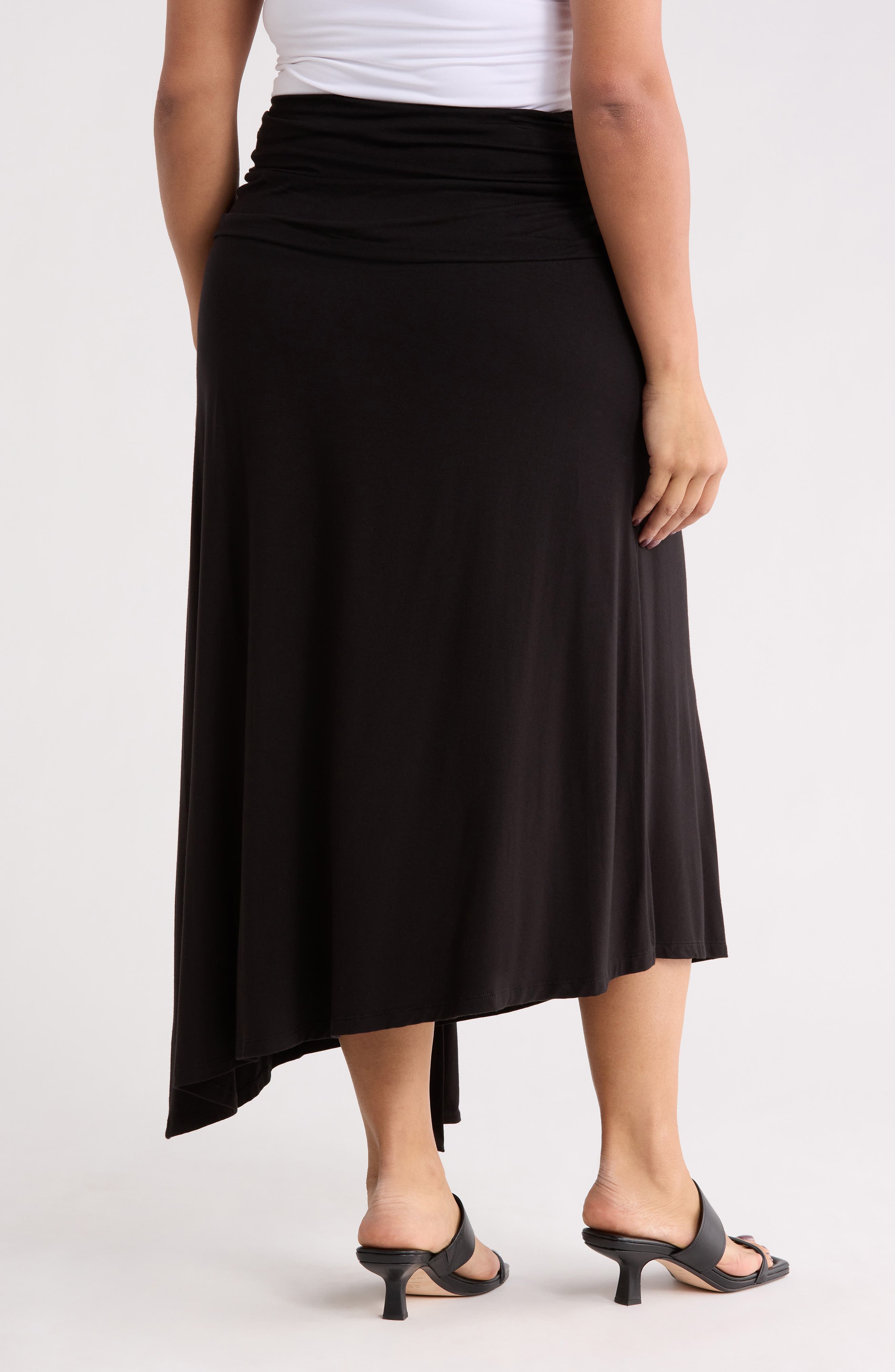 Draped Asymmetric Stretch Modal Midi Skirt - image 2