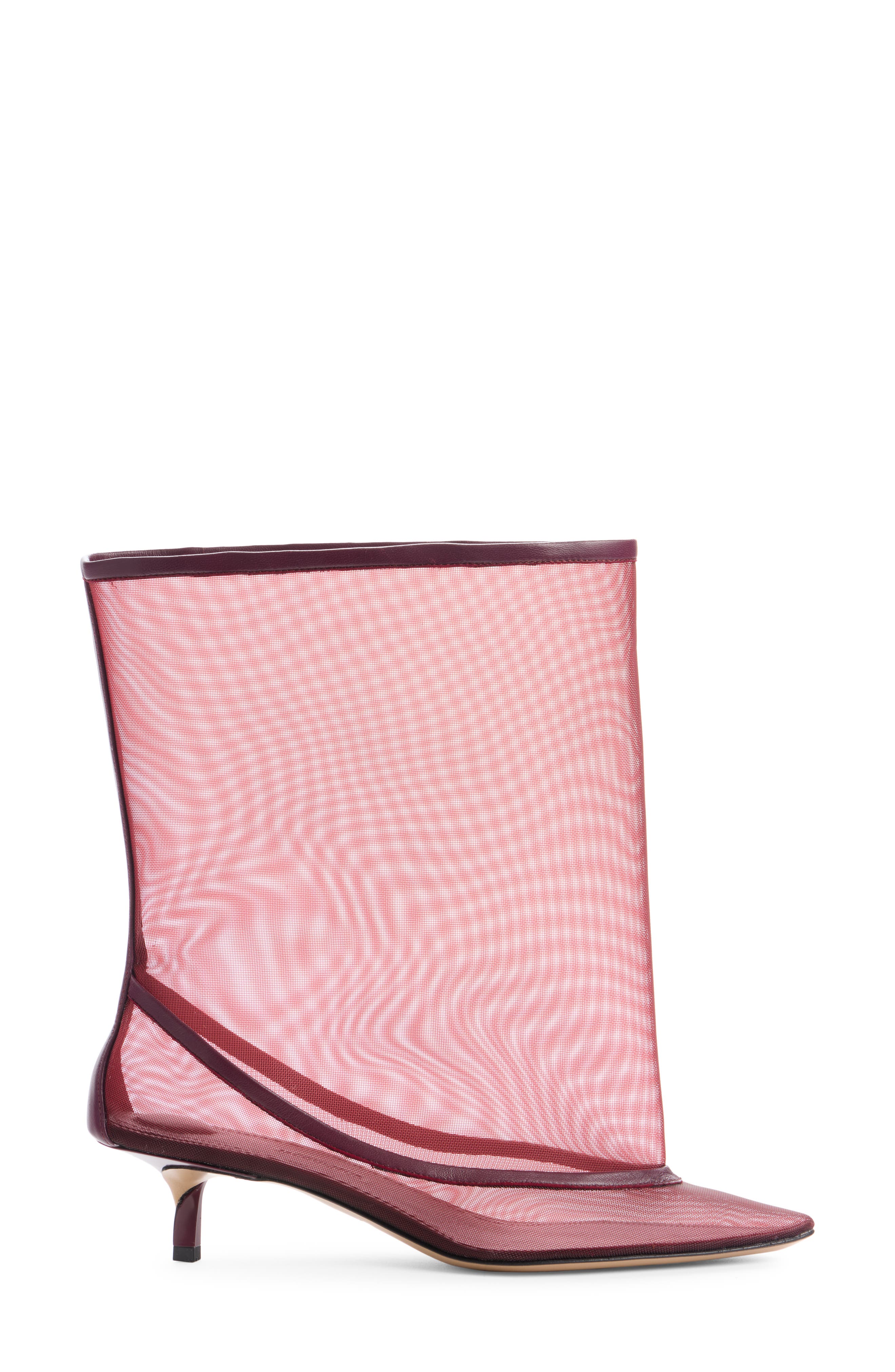 Jacquemus Les Bottes Tourni Short Mesh Bootie Pump, Alternate, color, Burgundy