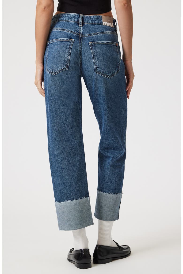Savannah Cuff High Waist Raw Hem Wide Leg Jeans, Alternate, color, SHADED CLASSIC BLUE