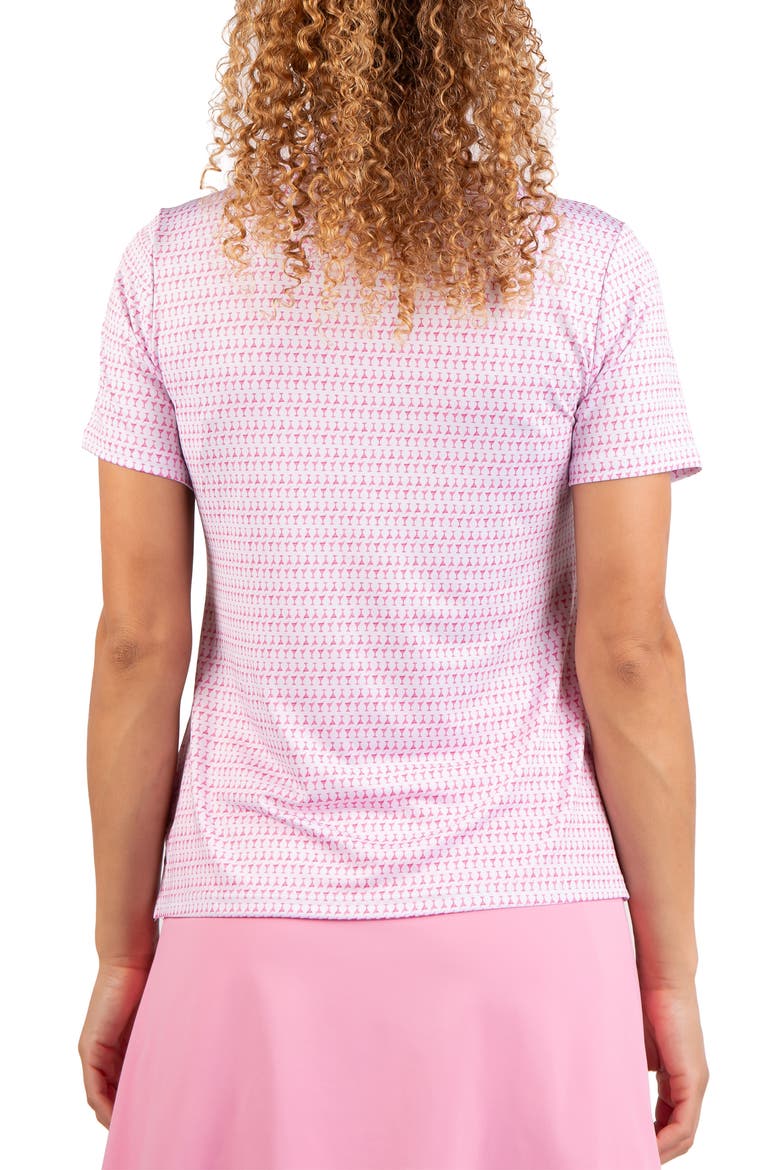 Martini Glass Print Polo, Alternate, color, PINK