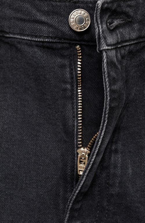 Mango Claudia Waxed Crop Slim Fit Jeans In Black