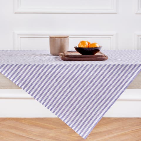 Linen Table Throw - Amalfi Stripe, 52" x 52", 52" x 52"