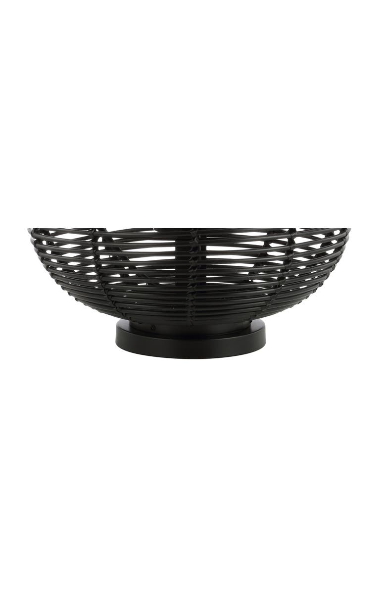 JONATHAN Y Kandella 26.7" Outdoor Woven Oval Asian LED Lantern, Black, Alternate, color, Black