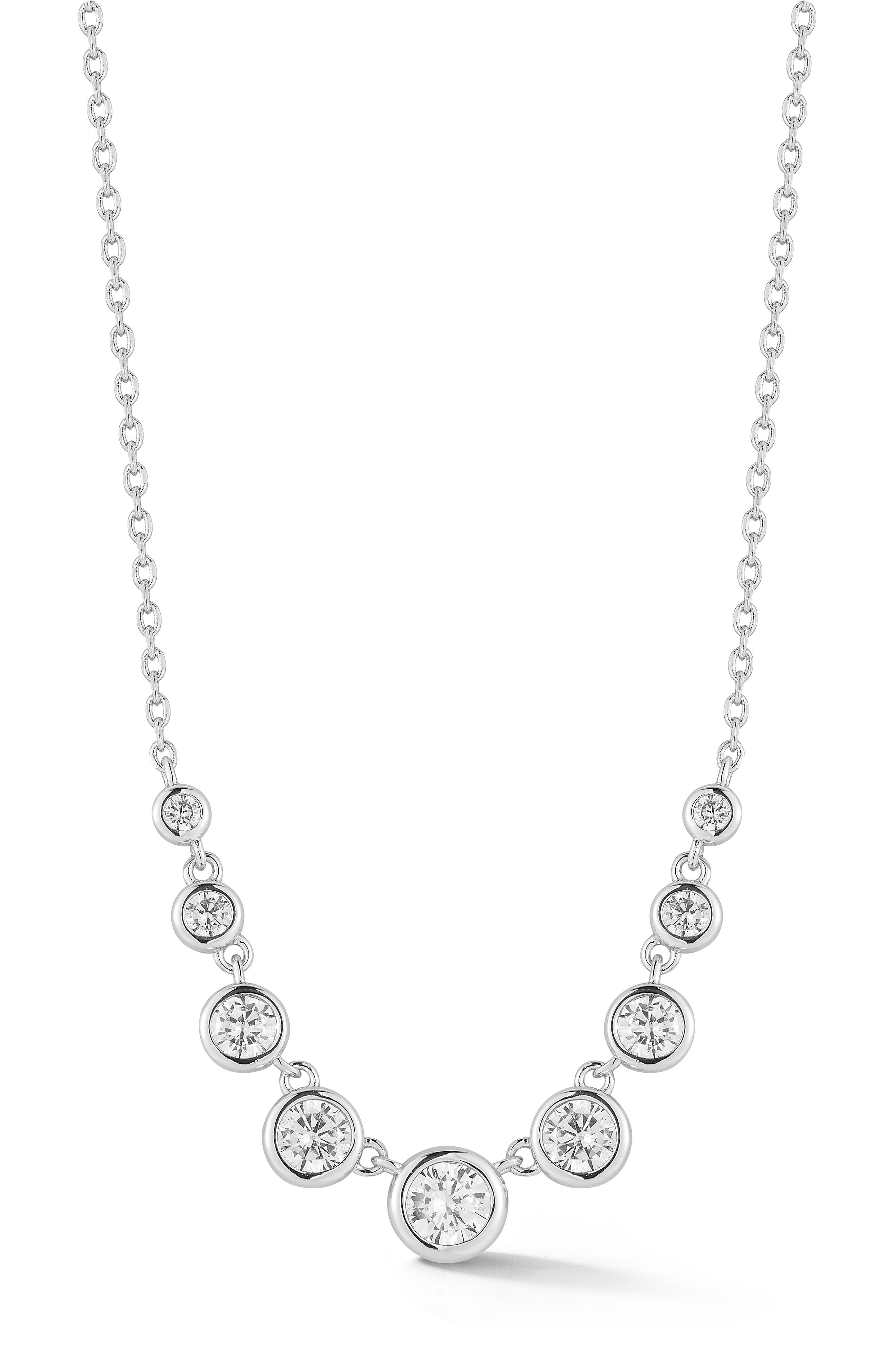 Bezel Cubic Zirconia Graduated Necklace