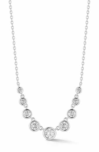 Bezel Cubic Zirconia Graduated Necklace