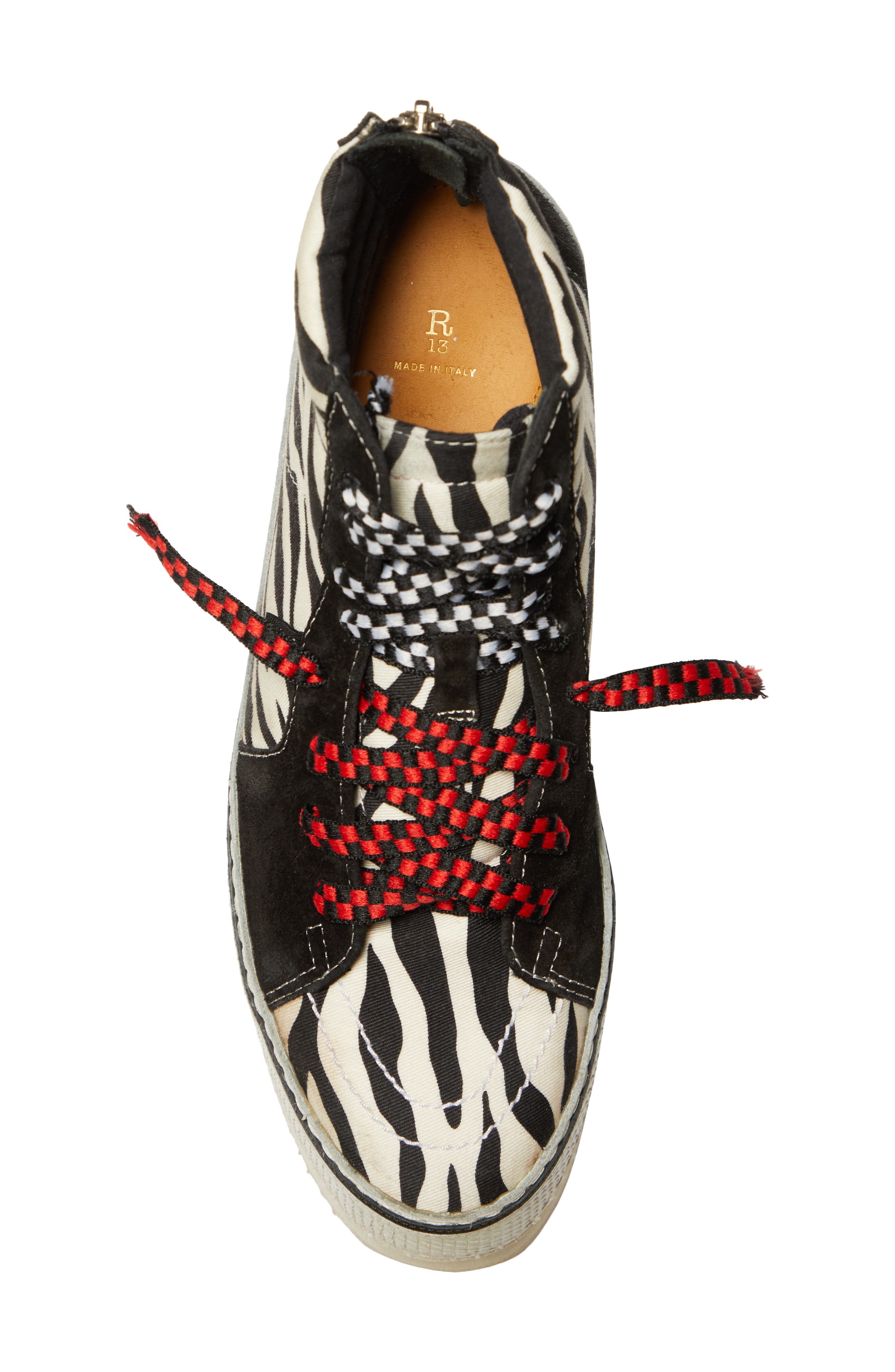 R13 Zebra Print Platform High Top Sneaker, Alternate, color, 