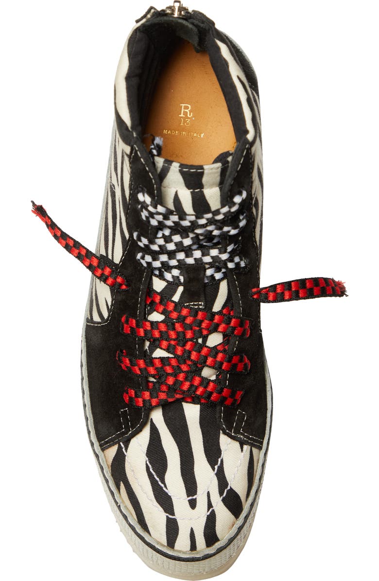 R13 Zebra Print Platform High Top Sneaker, Alternate, color,