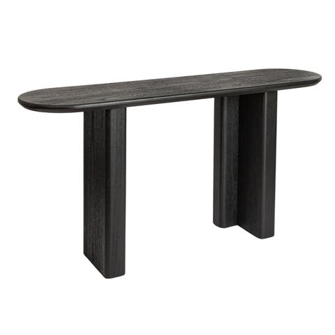 Asymmetrical Firwood and Sycamore Wood Console Table, Black