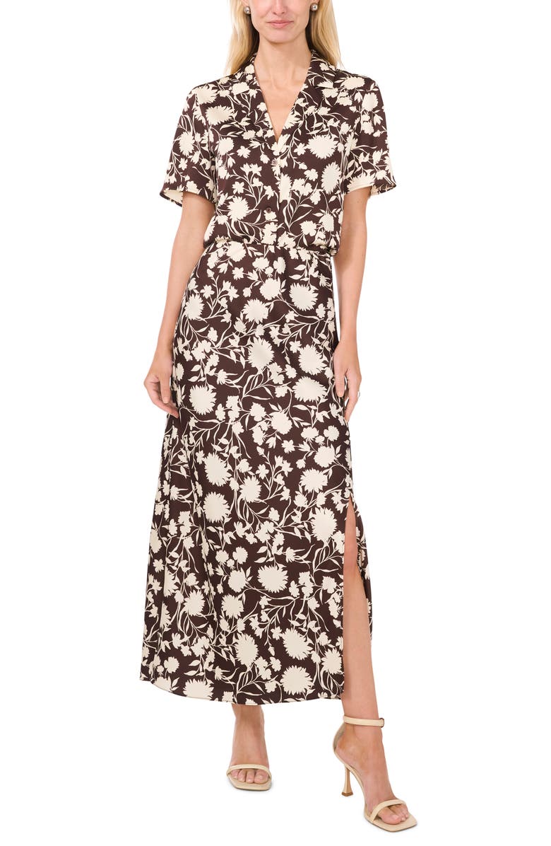 Halogen<sup>®</sup> Short Sleeve Button-Up Camp Shirt, Alternate, color, Coffee Bean