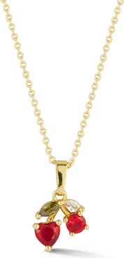 CHLOE AND MADISON Gold Plated Brass Cherry Pendant Necklace