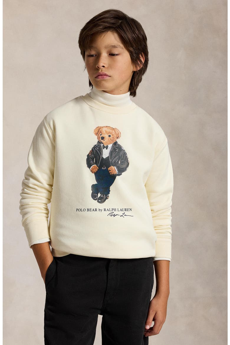 Kids' Polo Bear Graphic Sweatshirt, Alternate, color, CLUBHOUSE CREAM