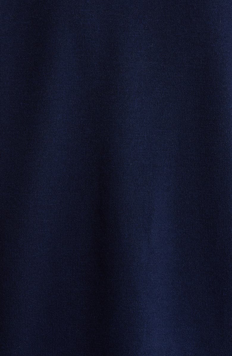 CeCe Tipped Tie Neck Sweater, Alternate, color, Classic Navy