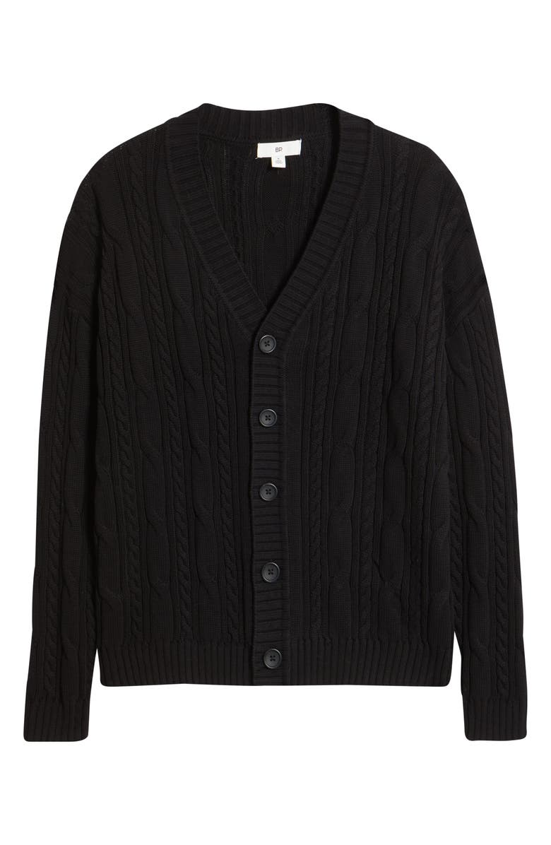 BP. Cable Cotton Cardigan, Alternate, color, Black