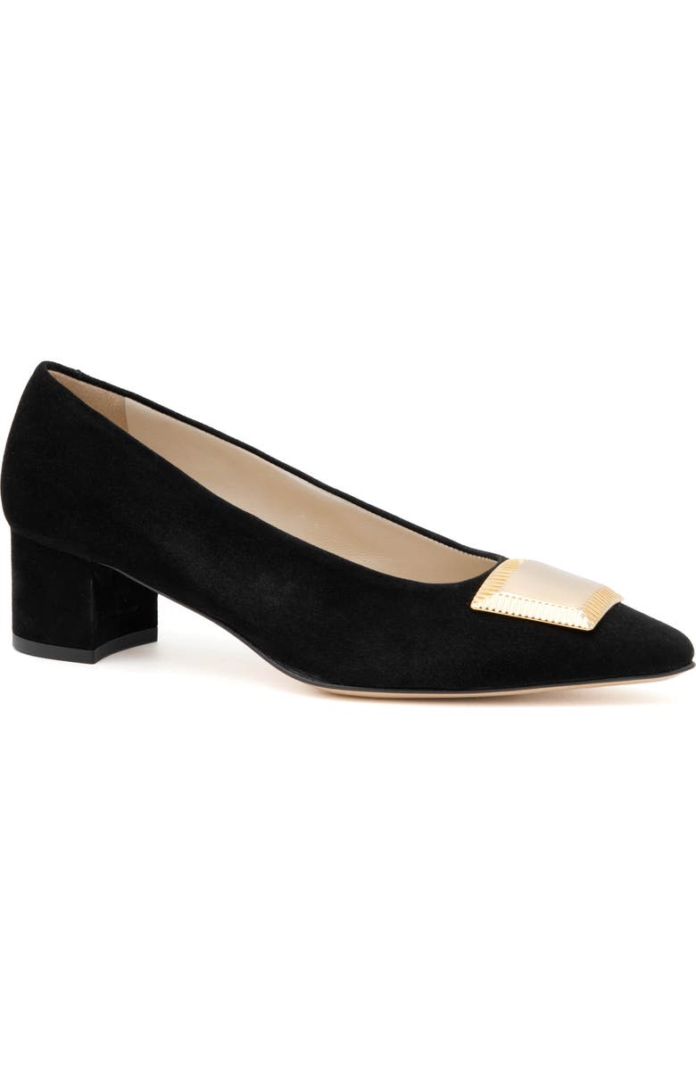 Amalfi by Rangoni Piramide Pointed Toe Pump, Main, color, Black Cashmer Gold Ornament