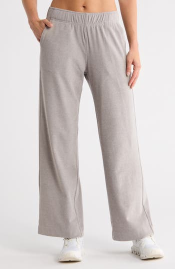 90 Degree By Reflex Daisy Marled Piquè Wide Leg Pants In Gray
