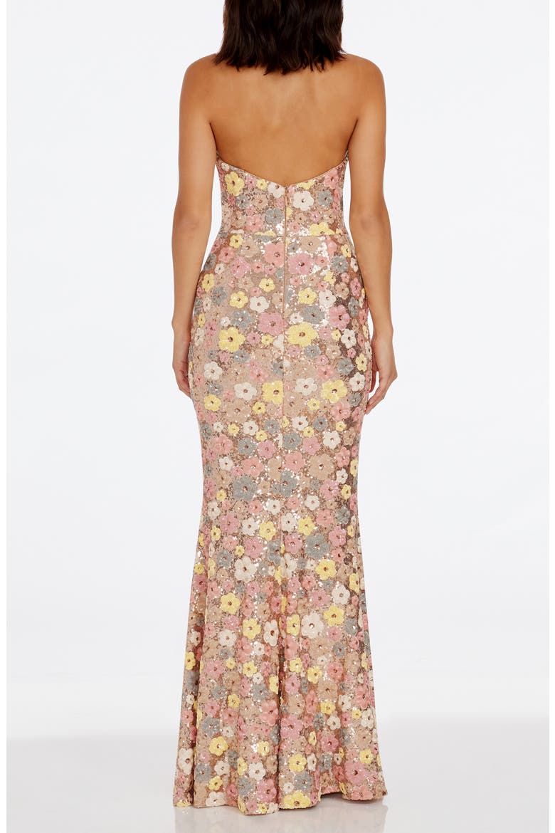 Janelle Floral Sequin Gown, Alternate, color, ROSE GOLD MULTI