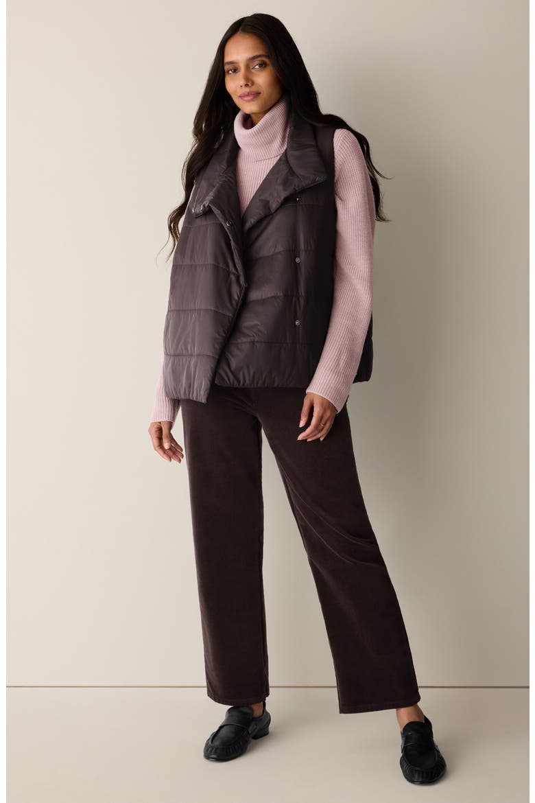 High Collar Quilted Vest, Alternate, color, COFFEE