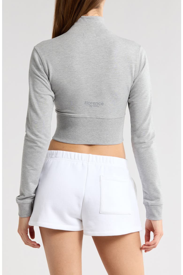 Crop Stretch Cotton Blend Track Jacket, Alternate, color, HEATHER GREY