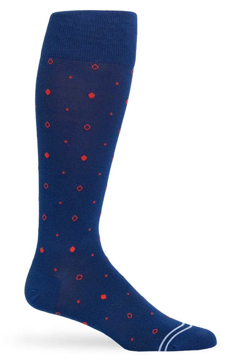 Mixed Dot Dress Socks, Main, color, NAVY / GOLD