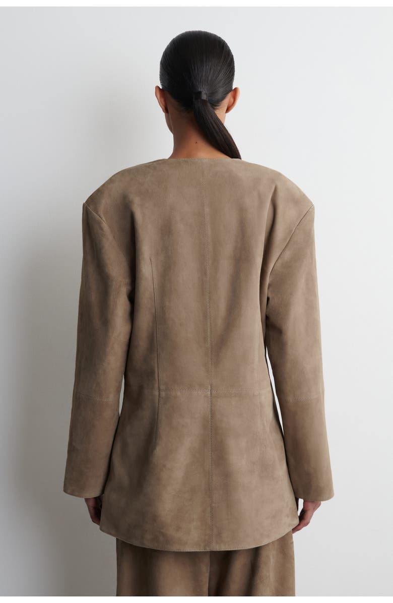 COS Collarless Suede Blazer, Alternate, color, Beige