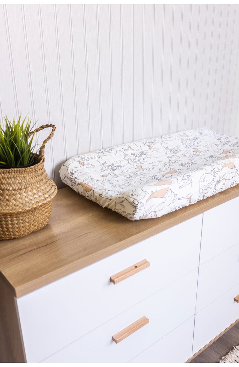 CRANE BABY Quilted Changing Pad Cover, Alternate, color, White/ Grey