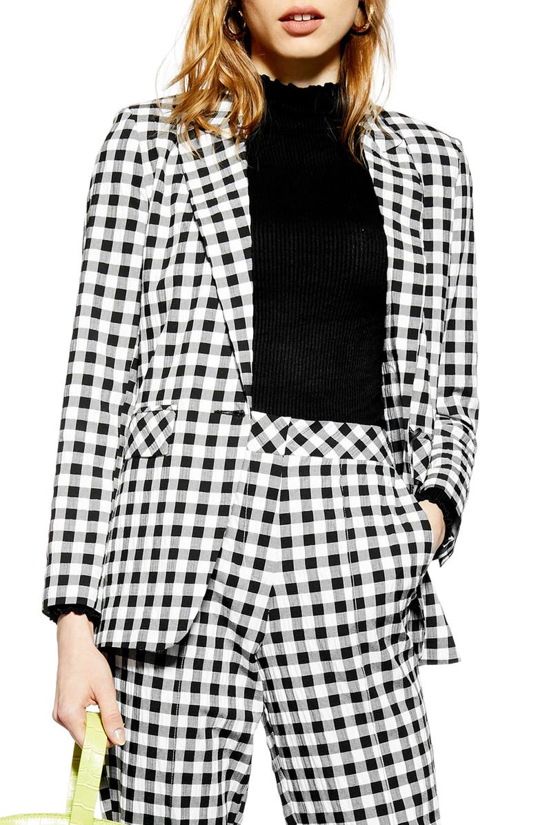 Topshop Gingham Blazer, Main, color, 