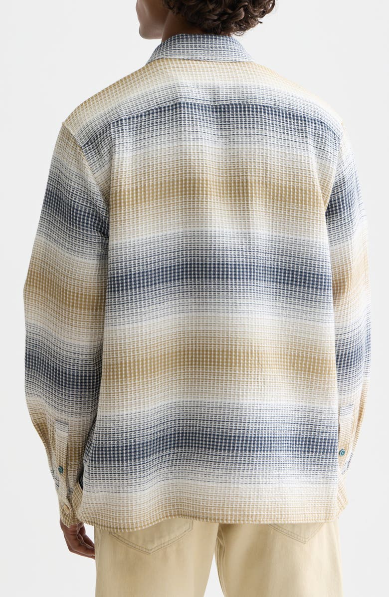 Scotch & Soda Stripe Woven Waffle Button-Up Shirt, Alternate, color, Oceana / Infinity Stripe