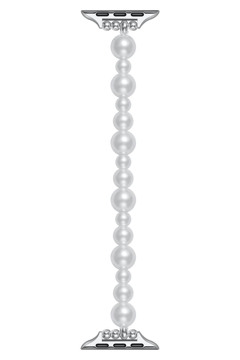 Maeve 38mm Imitation Pearl Apple Watch® Bracelet Watchband, 42mm, Main, color, WHITE