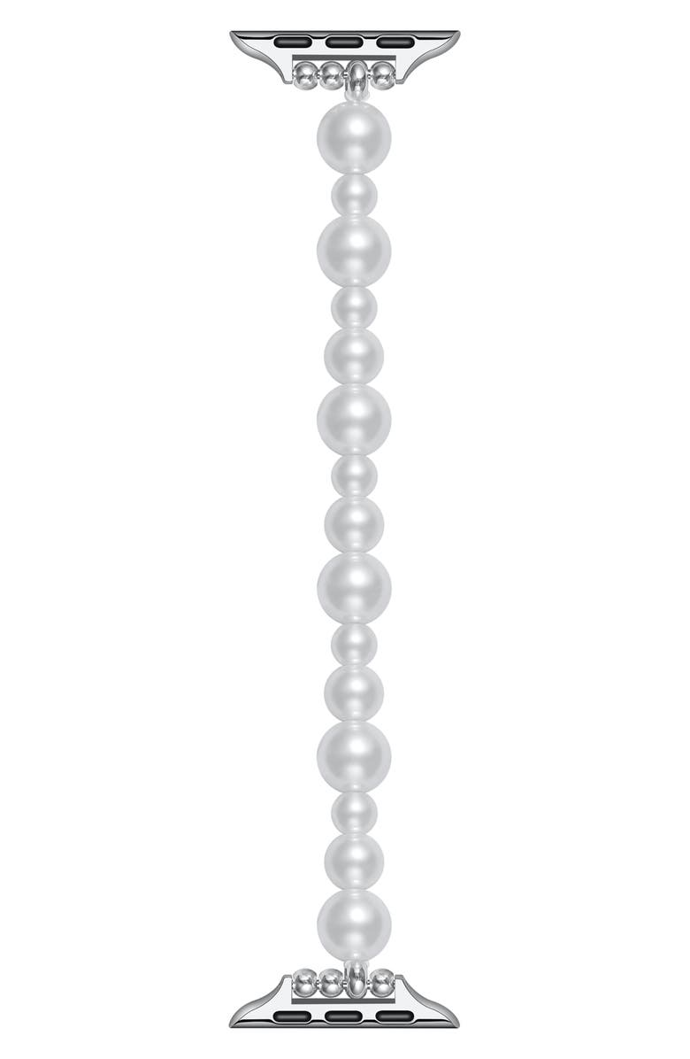 The Posh Tech Maeve 38mm Imitation Pearl Apple Watch<sup>®</sup> Bracelet Watchband, 42mm, Main, color, White