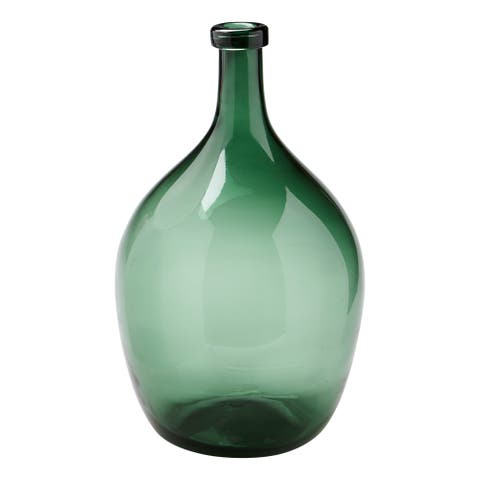 Oversized Vintage Dark Green Glass Wine Bottle Vase Decor