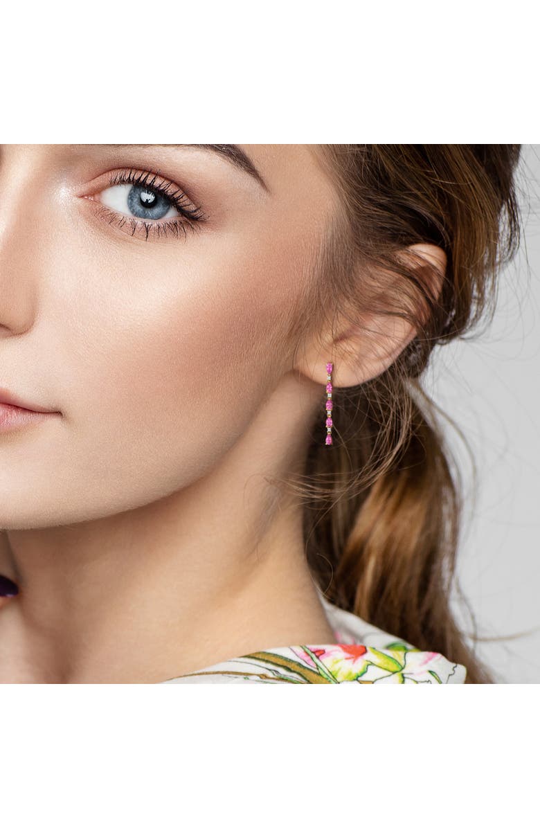 Julianna B. Pink Sapphire & Diamond Linear Drop Earrings 14K, Alternate, color, Pink Sapphire