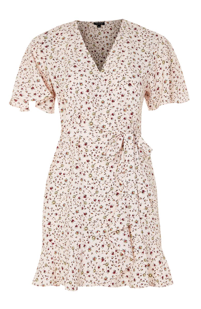 Topshop Daisy Ruffle Wrap Tea Dress, Alternate, color,