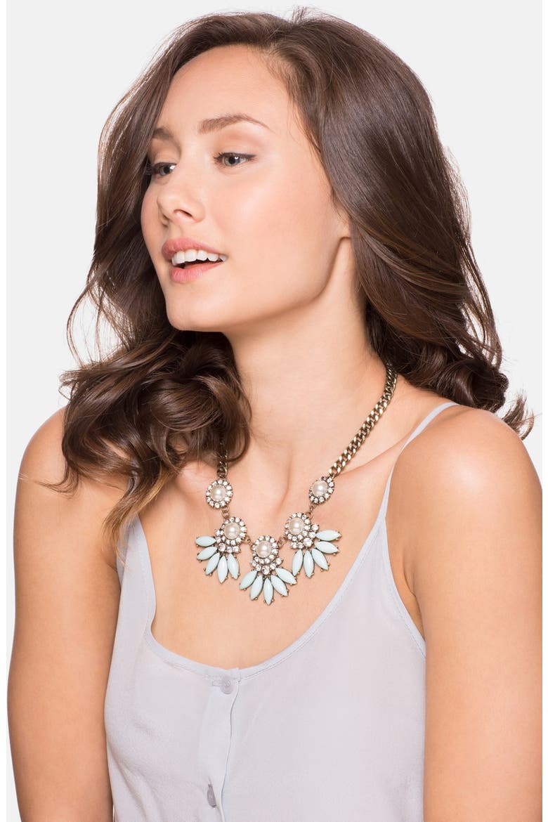 'Peacock Pearl Aster' Collar Necklace, Alternate, color, MINT/ GOLD