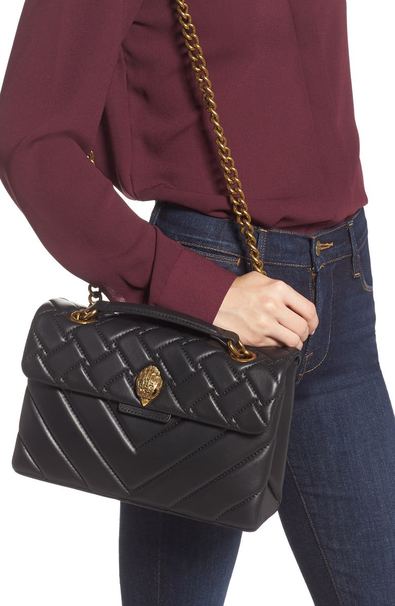 Kurt Geiger London Kensington Quilted Leather Shoulder Bag, Alternate, color, Black