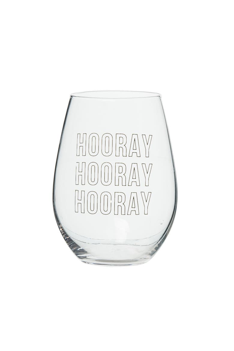 HOORAY HOORAY HOORAY Wine Glass Clear 18 oz, Main, color, Clear