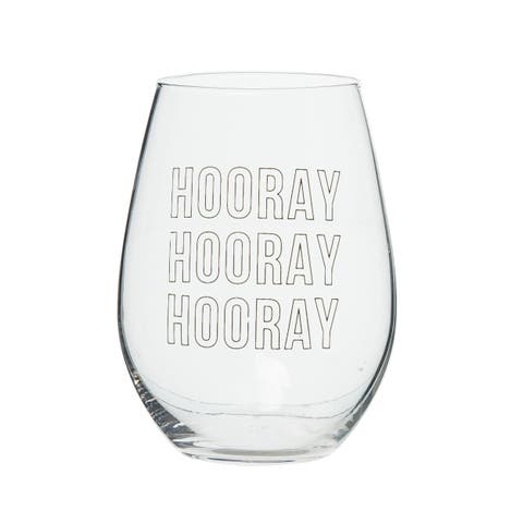 HOORAY HOORAY HOORAY Wine Glass Clear 18 oz