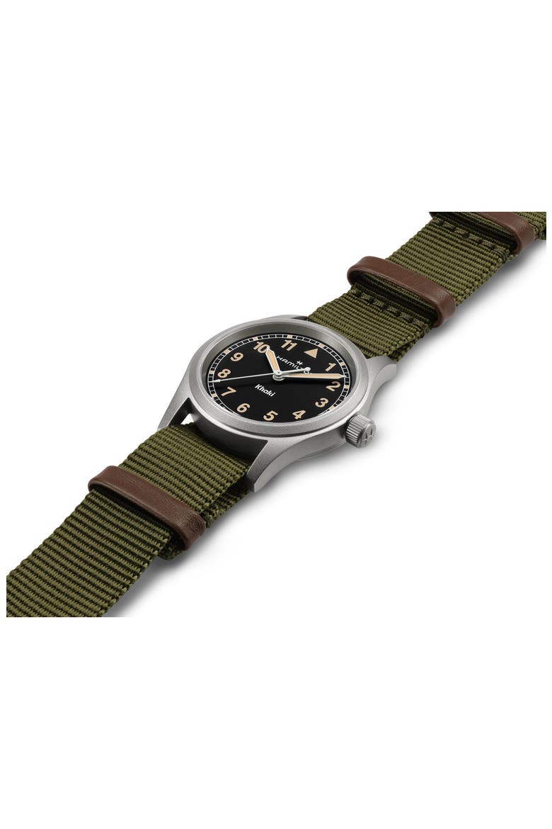 Khaki Field NATO Strap Watch, 33mm, Alternate, color, BLACK