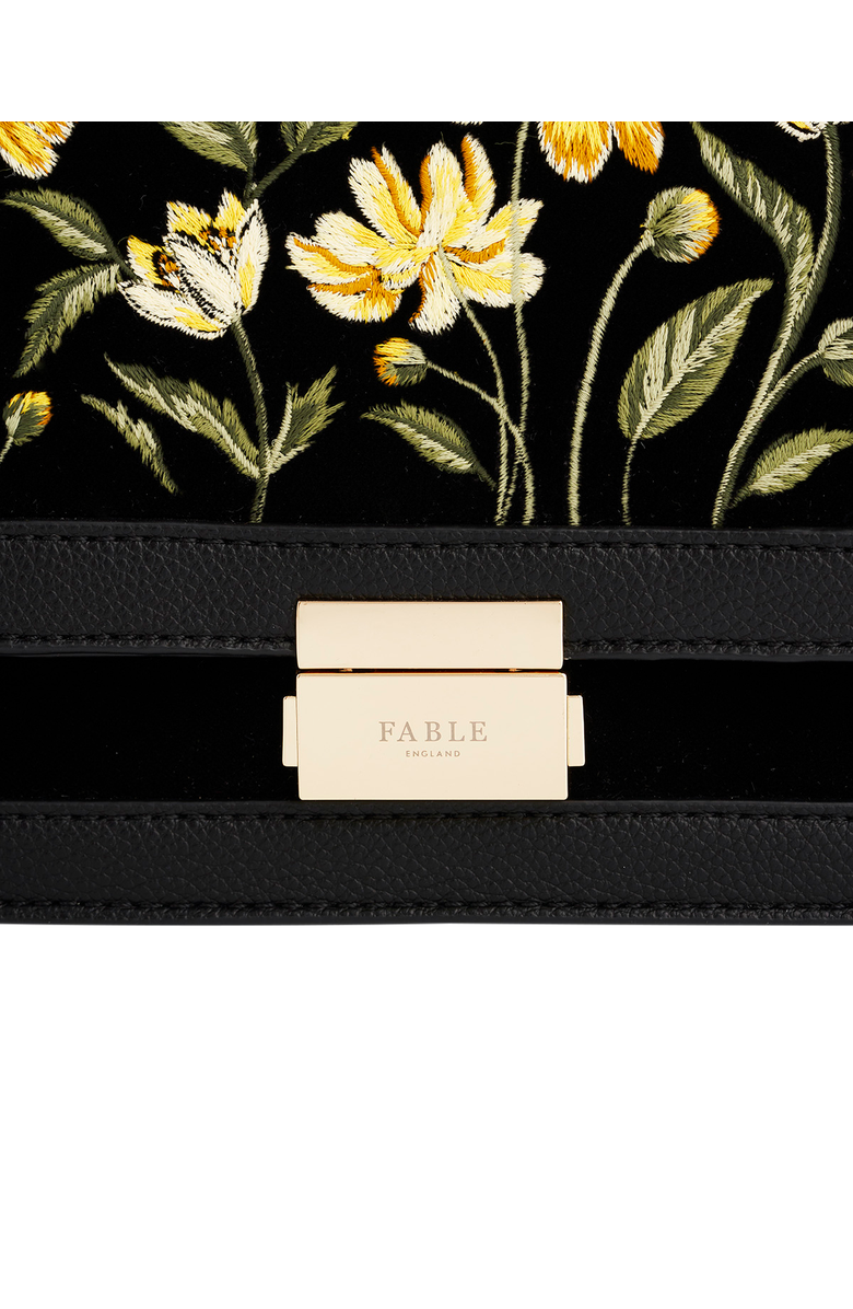 Fable England Botanical Velvet Embroidered Foldover Bag, Alternate, color, Black