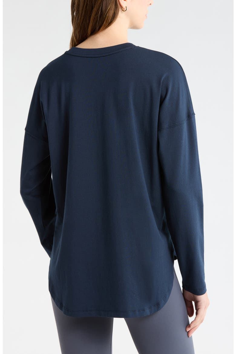 Sueded High-Low Long Sleeve T-Shirt, Alternate, color, NAVY SAPPHIRE