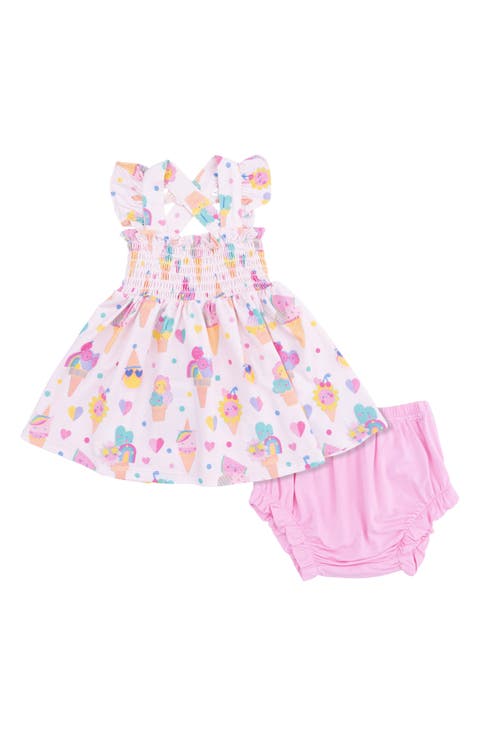 Ice Cream Fun Ruffle Smocked Dress with Bloomers (Baby)