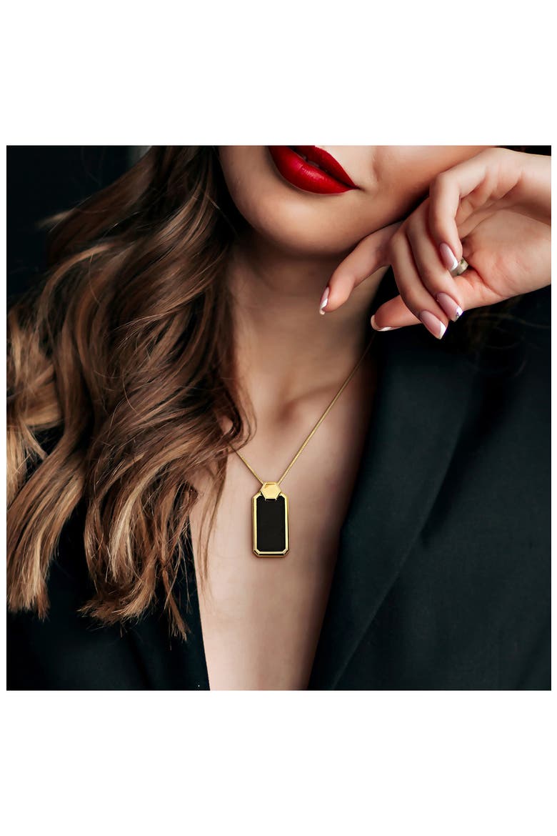 Onyx Geometric Dog Tag Pendant Necklace, Alternate, color, BLACK