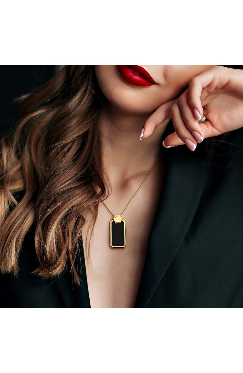 DELMAR Onyx Geometric Dog Tag Pendant Necklace, Alternate, color, Black