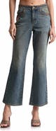 Avec Les Filles Embroidered Lace-Up Flare Leg Jeans