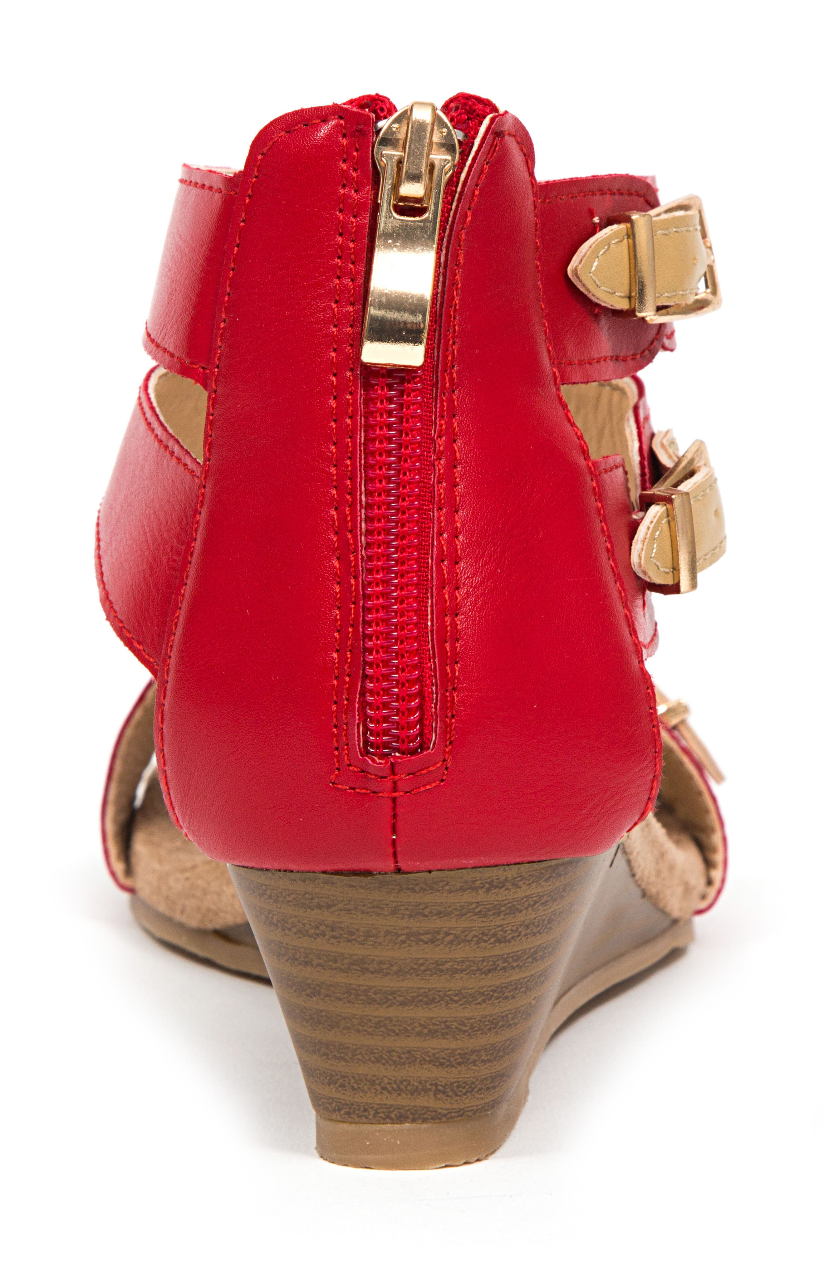 Softy Wedge Heel Sandal, Alternate, color, RED
